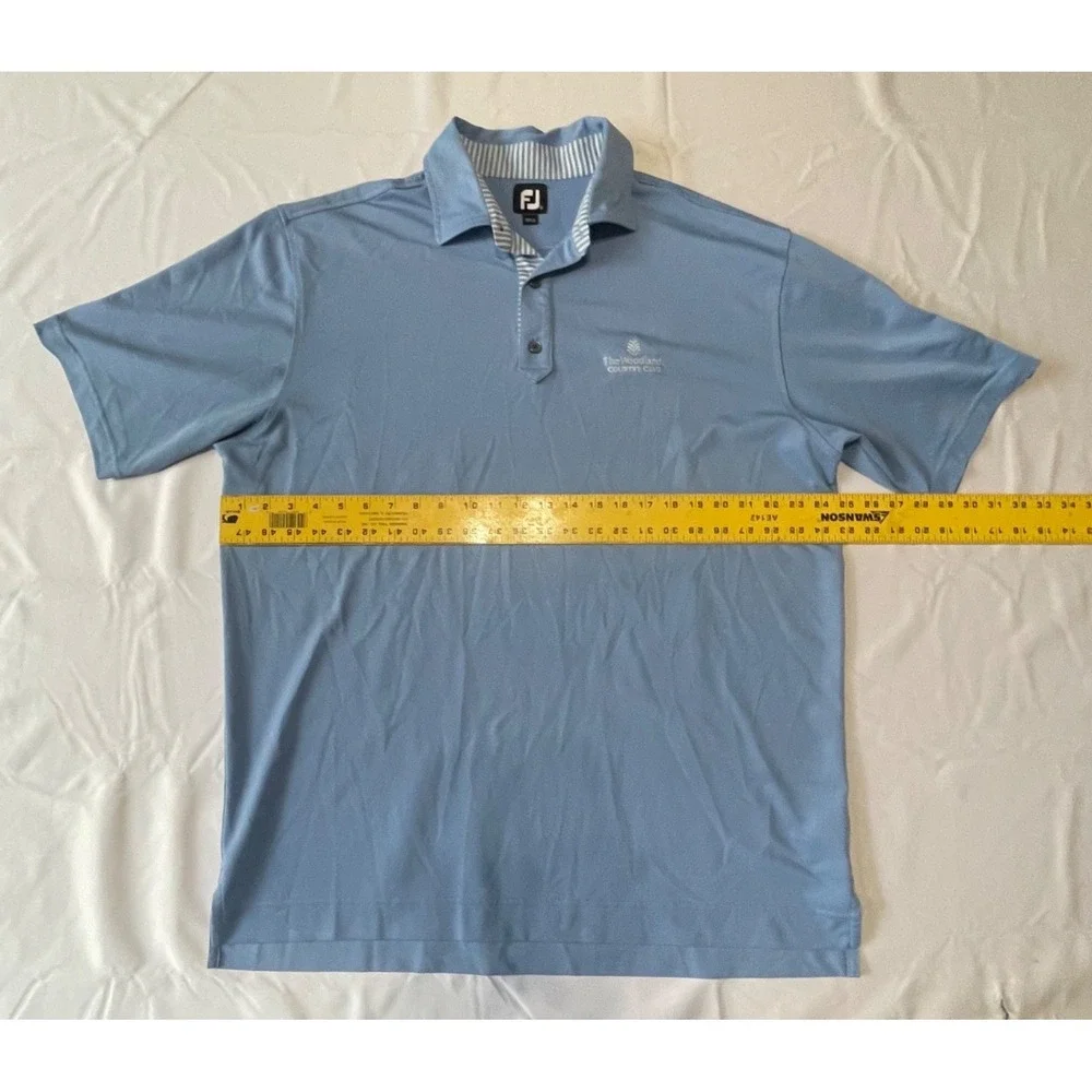 FJ Golf Polo Shirt Size XL Blue  White Striped The‎ Woodlands Country Club